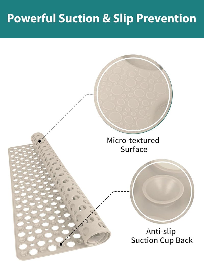 Yonala Extra Large Shower Mat, 47 x 32 Inch Non Slip Shower Mats for Inside Shower, Soft TPE Shower Floor Mat with Suction Cups and Drain Holes, Machine Washable Bathroom Shower Mat, Easy to Clean - Image 4